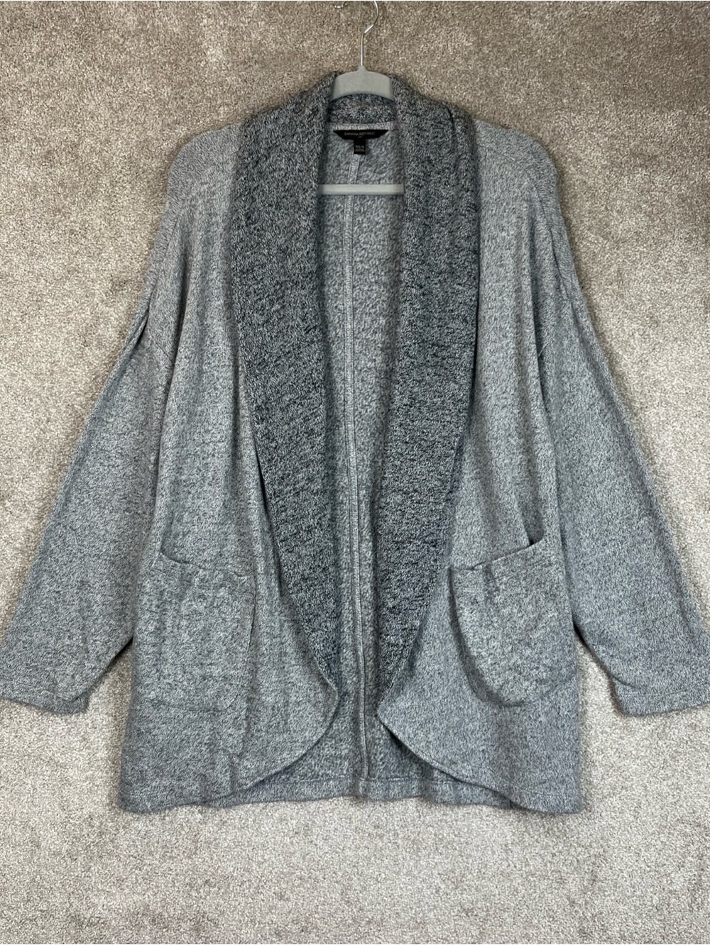 Banana Republic Cardigan Womens XS/S Gray Cotton Blend Pockets Open Front- 4725